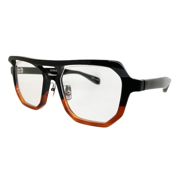 FACTORY900 ファクトリー900 RETRO RF-162 Col.110 : black/demi two-tone 黒×茶 ツーブリッジ スクエアタイプ メガネ サングラス 正規取扱店