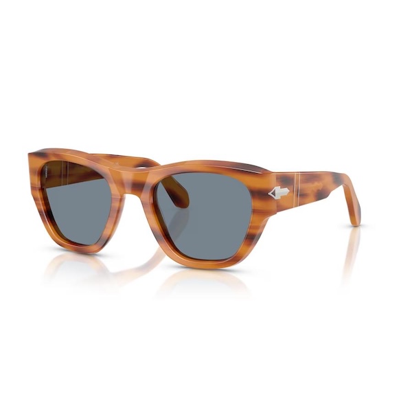 Persol ペルソール 0054S Col.960/56 Striped Brown(フレーム)/Light Blue(レンズ) セルフレーム ウェリントンタイプ イタリア製 サングラス 正規輸入品
