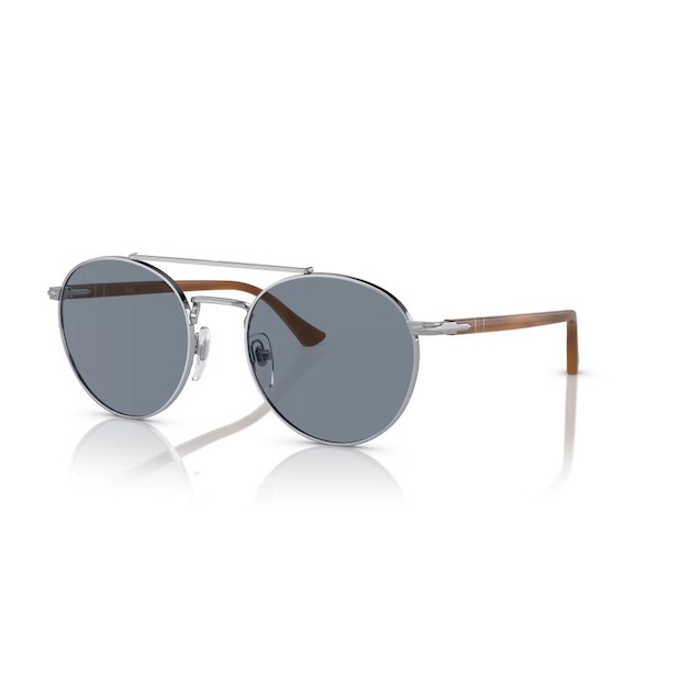 Persol ペルソール 1011S Col.518/56 (フレーム:シルバー、レンズ:ライトブルー) ボストンタイプ ツーブリッジ サングラス 正規輸入品