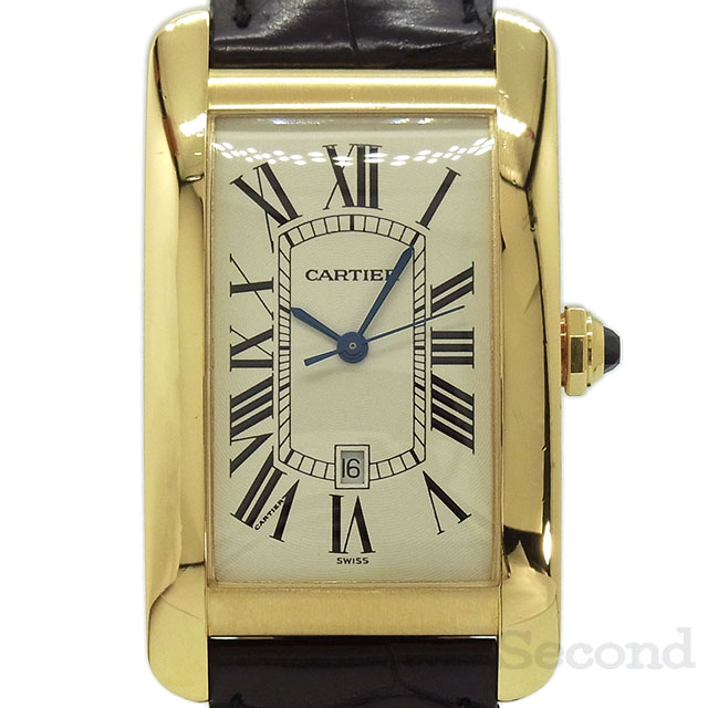 カルティエ CARTIER W2603156 タンクアメリカン LM K18YG アフターダイヤベゼル 自動巻き メンズ _754767