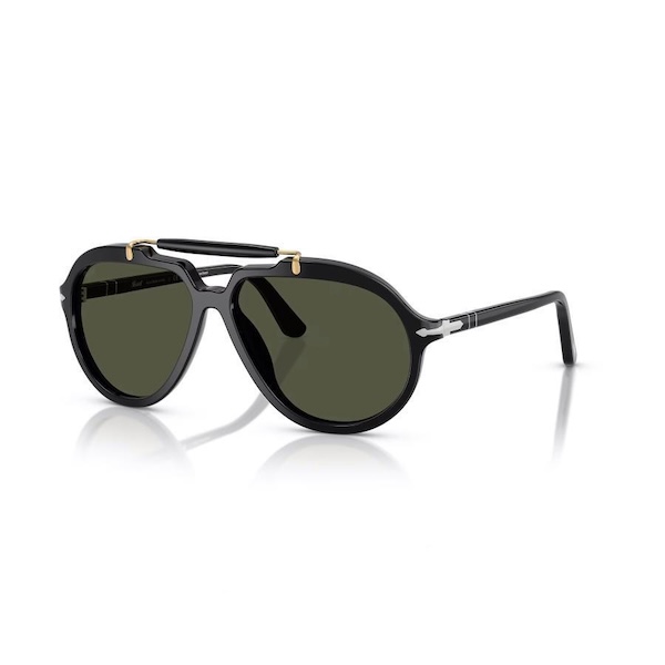 Persol ペルソール 0202S Col.95/31(Black/Green) Netflix「SENNA」コラボレーションモデル ガラスレンズ ティアドロップ サングラス 正規輸入品