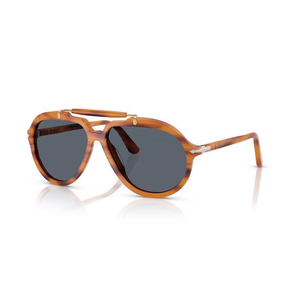 Persol ペルソール 0202S Col.960/R5(Striped Brown/Blue) Netflix「SENNA」コラボレーションモデル ガラスレンズ ティアドロップ サングラス 正規輸入品