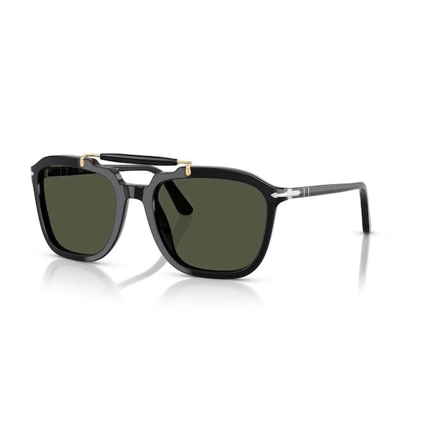 Persol ペルソール 0203S Col.95/31(Black/Green) Netflix「SENNA」コラボレーションモデル ガラスレンズ ウェリントン サングラス 正規輸入品
