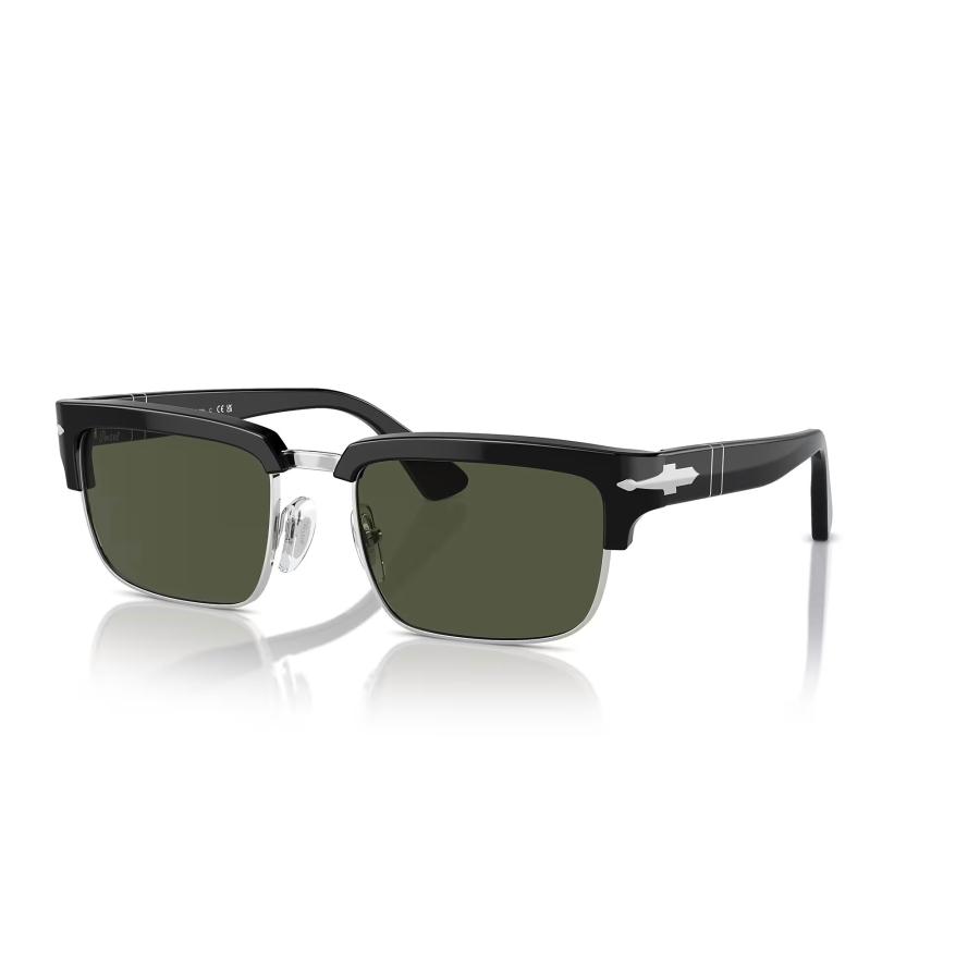 Persol ペルソール 3354S Col.95/31 Black/Silver (レンズ：Green) スクエア サーモントブロータイプ サングラス 正規輸入品