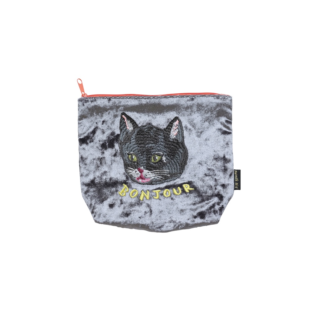 Nathalie Lete/Velour pouch/Black cat
