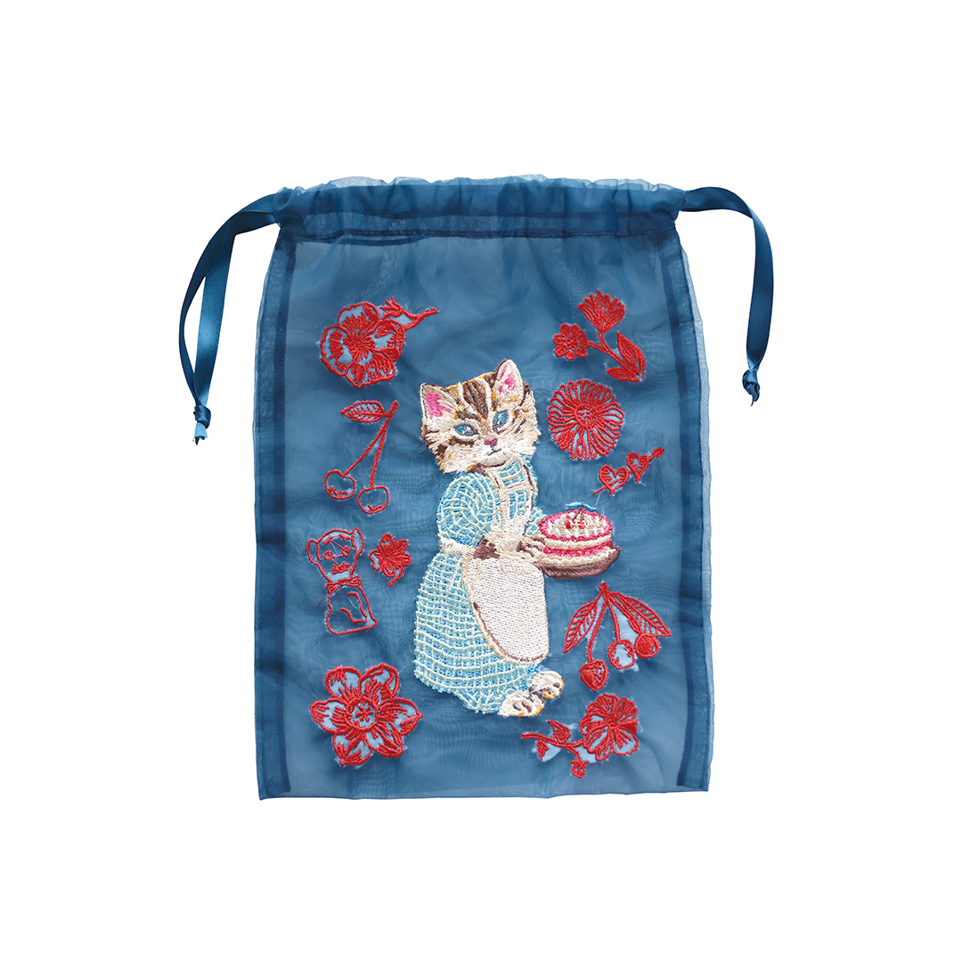Nathalie Lete/Organdy Drawstring pouch/Blue eye