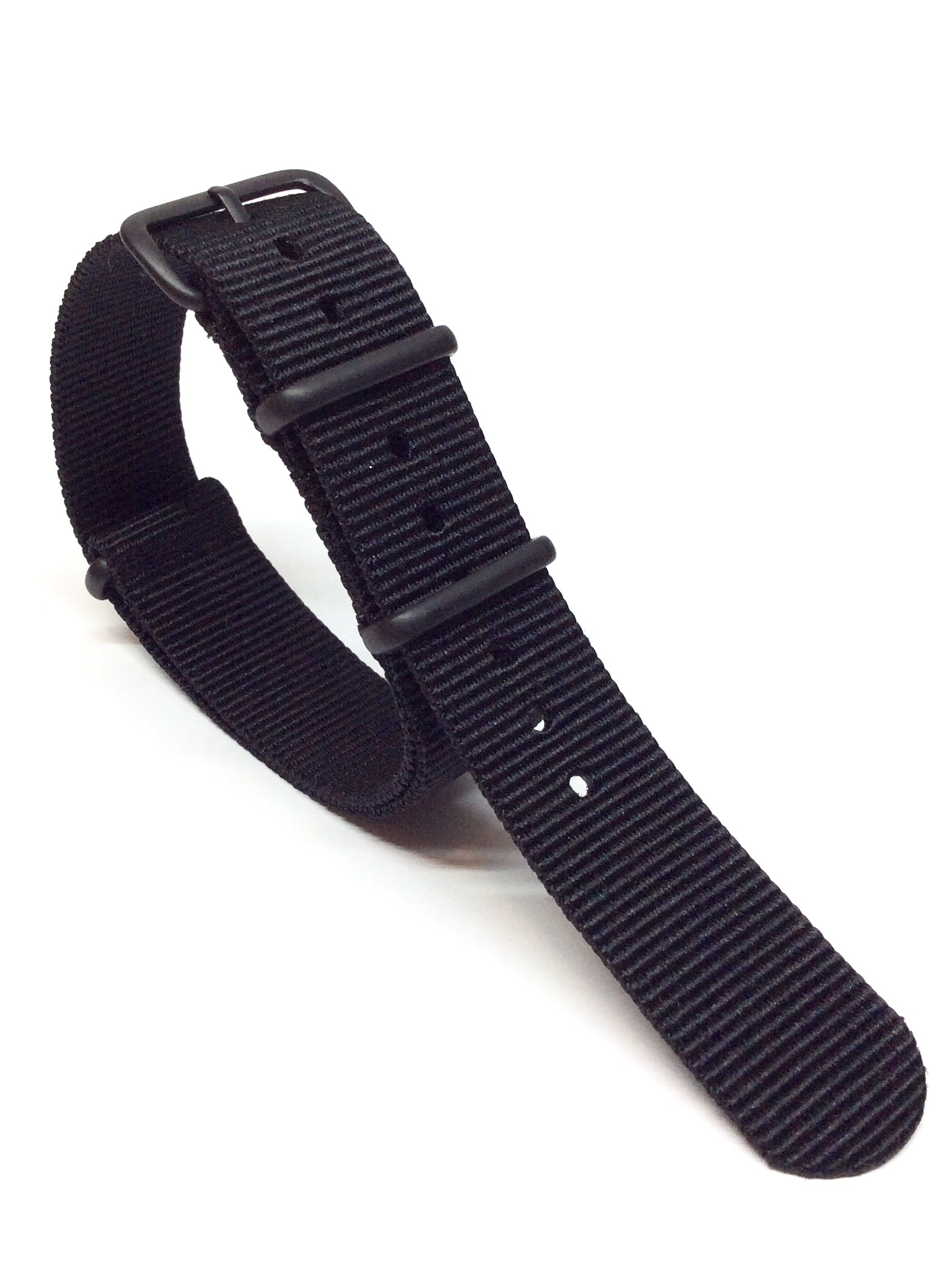 NATOタイプSTRAP(リボンベルト)<br> ブラック×ブラック尾錠<br>18mm