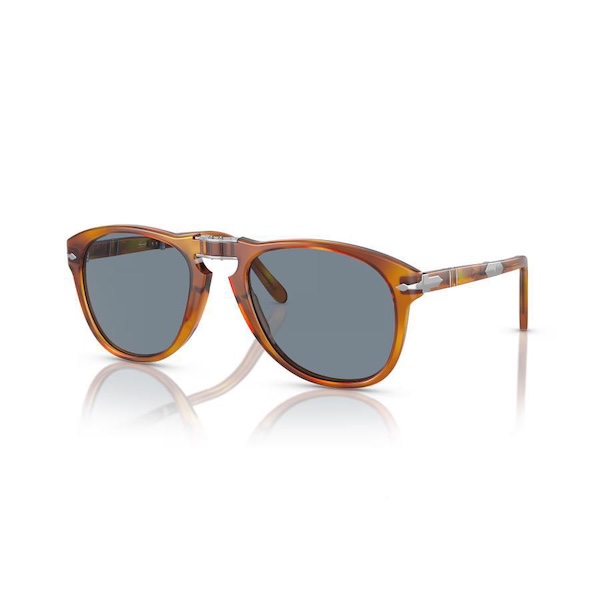 Persol ペルソール 714SM スティーブ・マックイーン 復刻 Col.96/56 Light Havana/Crystal Blue 折りたたみ式 ティアドロップ サングラス 正規輸入品