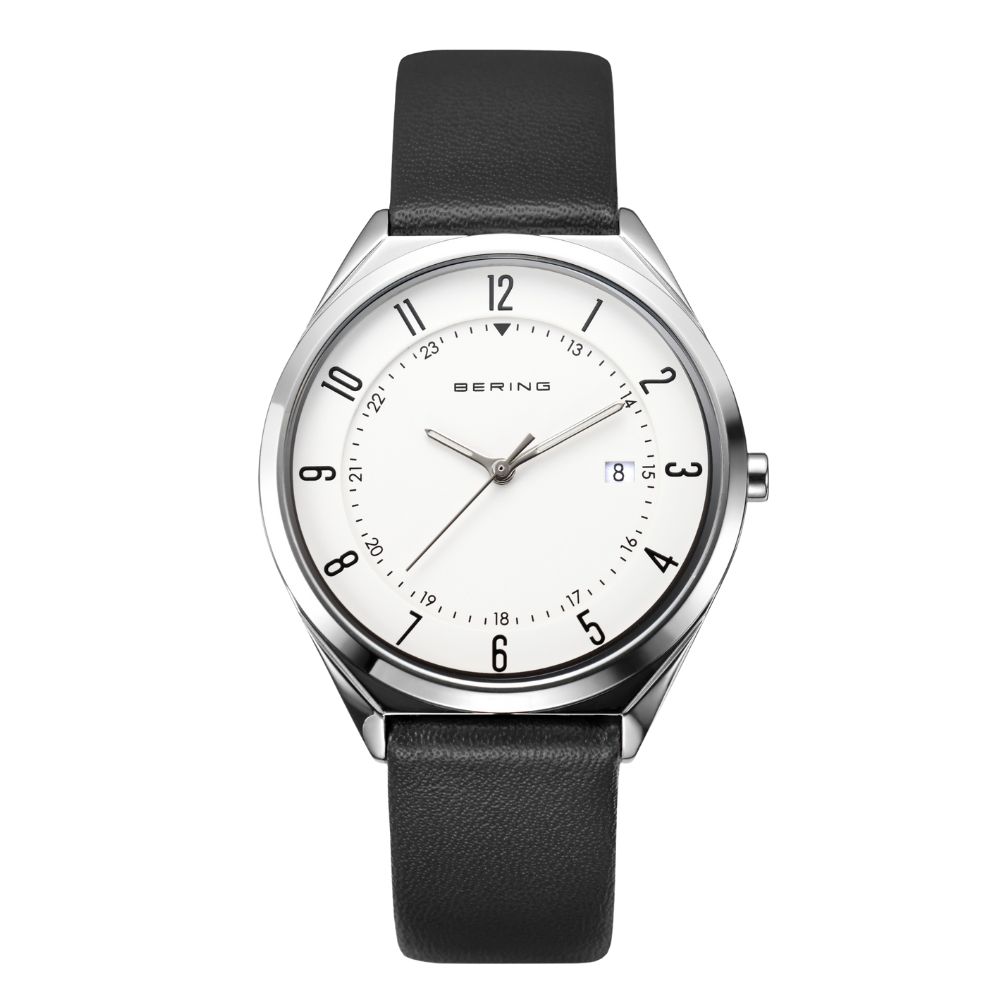 BERING ベーリング 18738-404 ルトラスリム レザーベルト ホワイト×ブラック【正規】