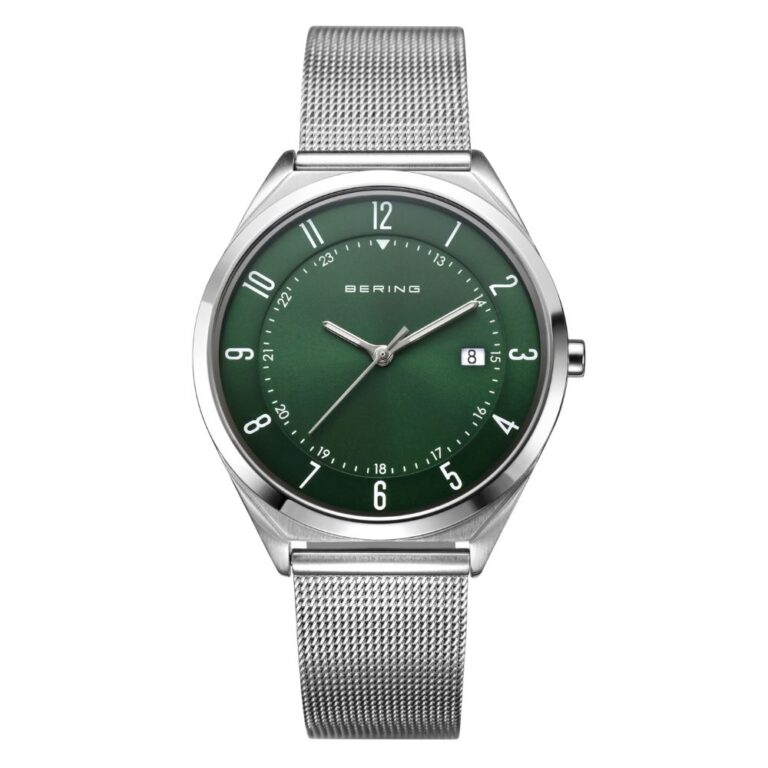 BERING ベーリング 18738-008 ウルトラスリム メッシュベルト グリーン×シルバー【正規】
