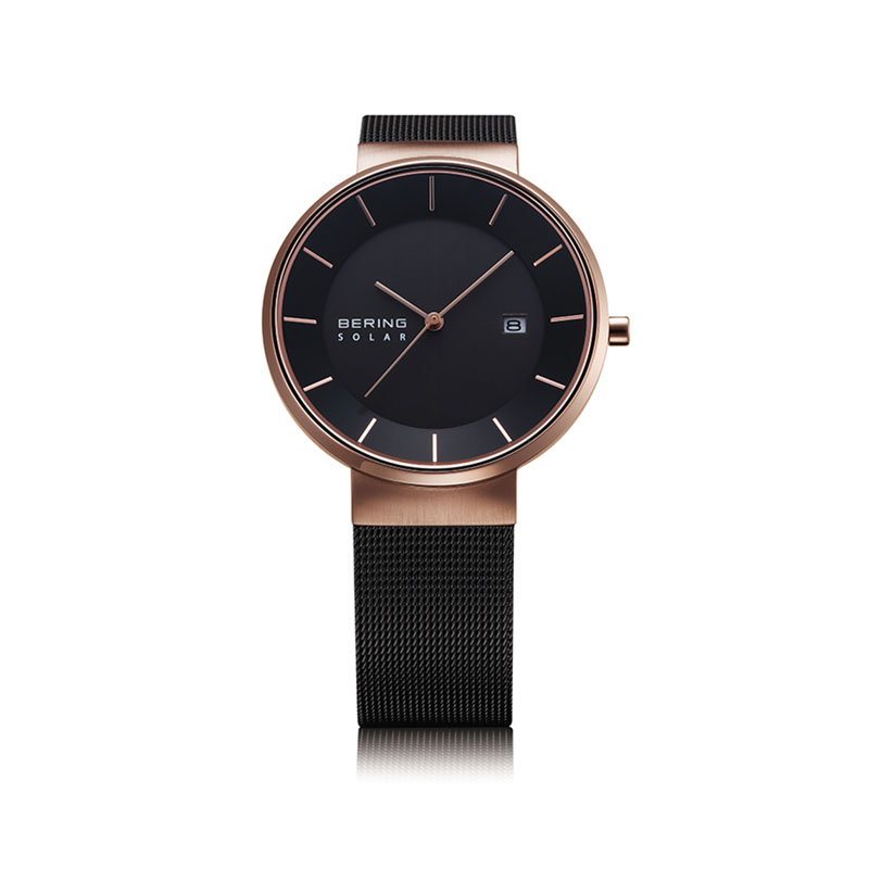 BERING ベーリング 14639-166 ローズゴールド×ブラック メッシュベルト ソーラー【正規】