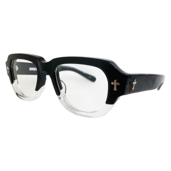 EFFECTOR エフェクター ELEGY/エレジー Col.BK2 黒×クリア メガネ セルフレーム スクエアタイプ