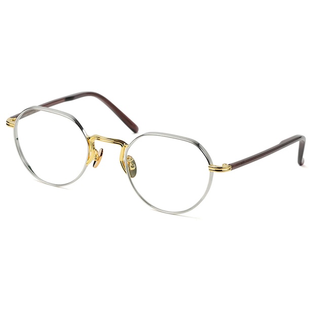 Mr.Gentleman EYEWEAR ミスタージェントルマンアイウェア CLINT/クリント Col.C Matte Silver & Yellow Gold - Brown メガネ クラウンパント 正規取扱店