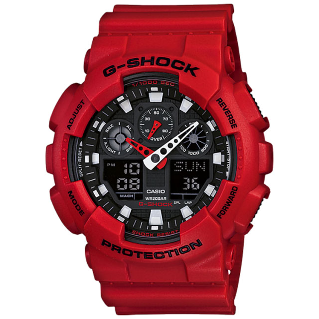 CASIO カシオ G-SHOCK ジーショック GA-100B-4AJF アナデジ ブラック×レッド