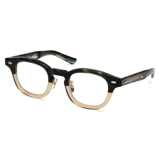 Mr.Gentleman EYEWEAR ミスタージェントルマンアイウェア JIMMY 46mm Col.K  Dark Green Swirl to White Marble メガネ ボストンタイプ 正規取扱店